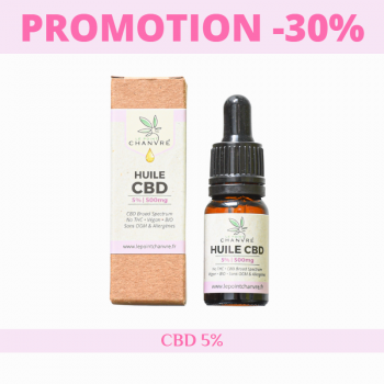 Huile BIO Broad Spectrum CBD 5% 10 ml - Framboise, Nature, Noisette, Vanille