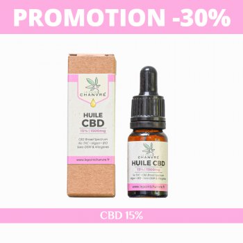 Huile BIO Broad Spectrum CBD 15% 10 ml - Framboise, Nature, Noisette, Vanille